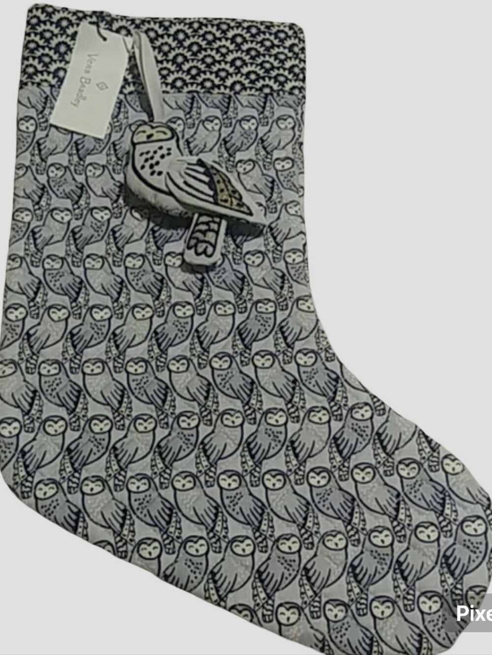 Vera Bradley Owl Christmas Stocking/ornament Set. Grey and Black Owl Print. - Picture 5 of 5